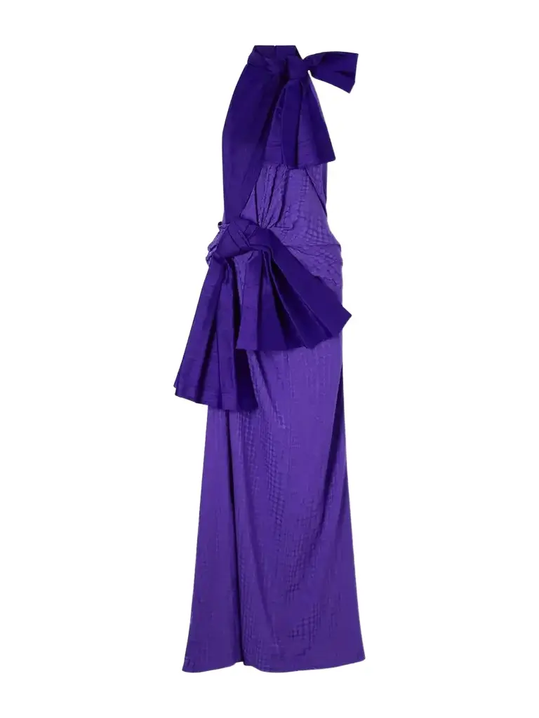 Christopher John Rogers Wiggle Dot Bow-detailed Gathered Jacquard Gown