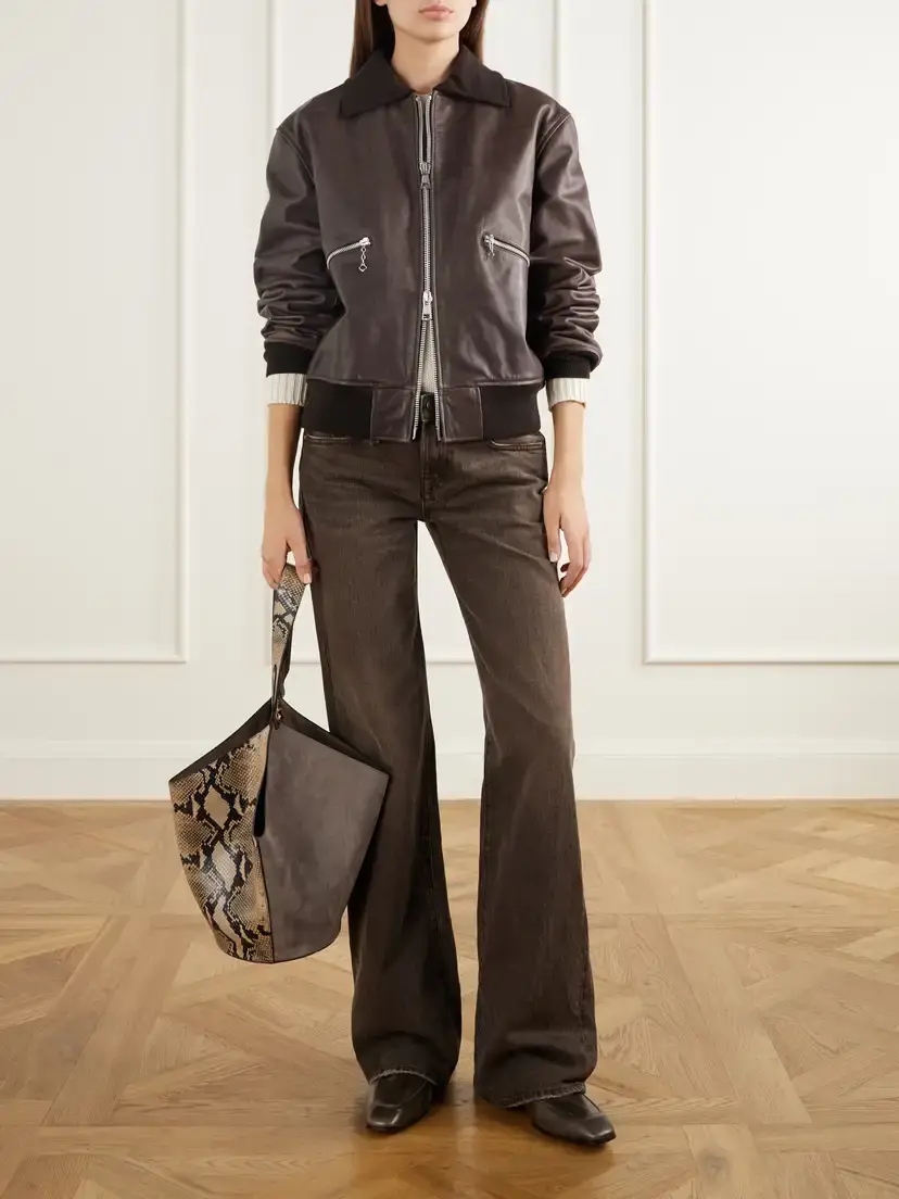 Our Legacy Waxed Cotton-trimmed Leather Bomber Jacket | Thumbnail 2