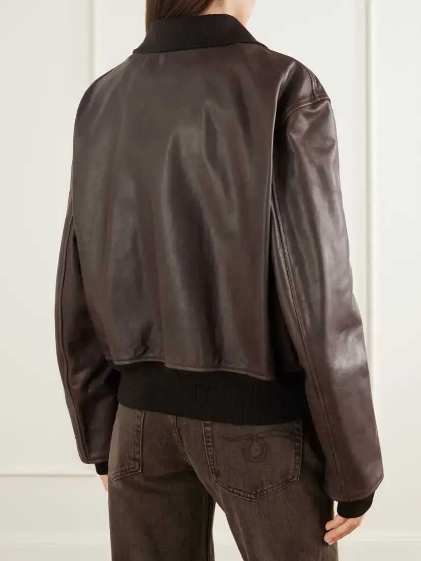 Our Legacy Waxed Cotton-trimmed Leather Bomber Jacket | Thumbnail 4