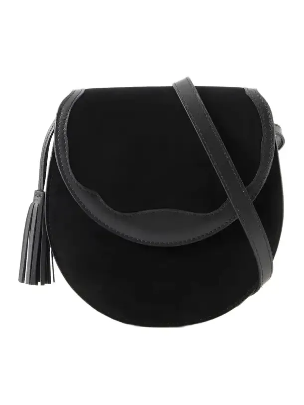 Hunting Season The Small Saddle Tasseled Leather-trimmed Suede Shoulder Bag