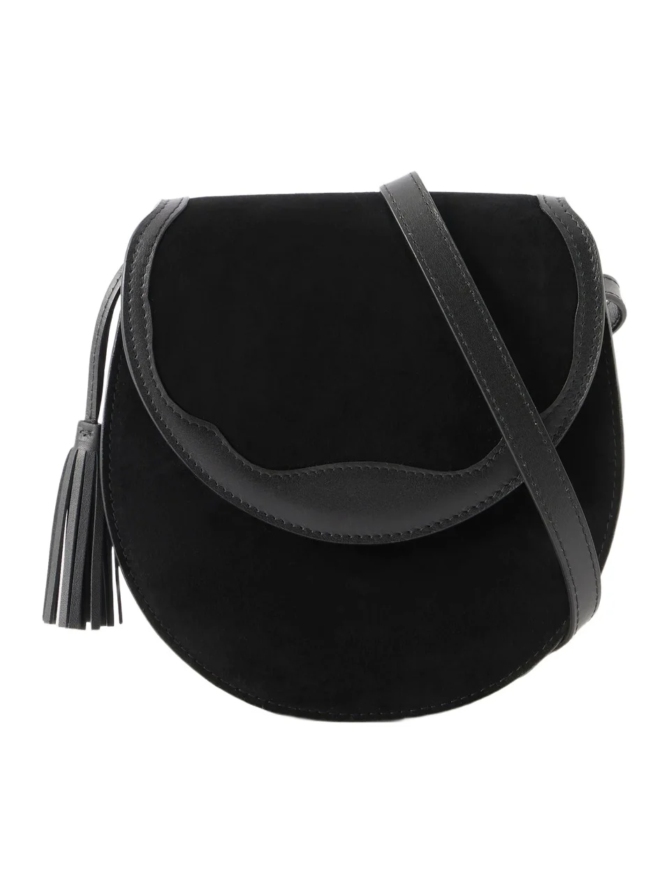 Hunting Season The Small Saddle Tasseled Leather-trimmed Suede Shoulder Bag