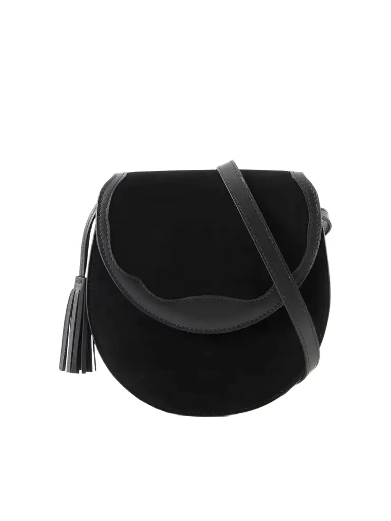 Hunting Season The Small Saddle Tasseled Leather-trimmed Suede Shoulder Bag