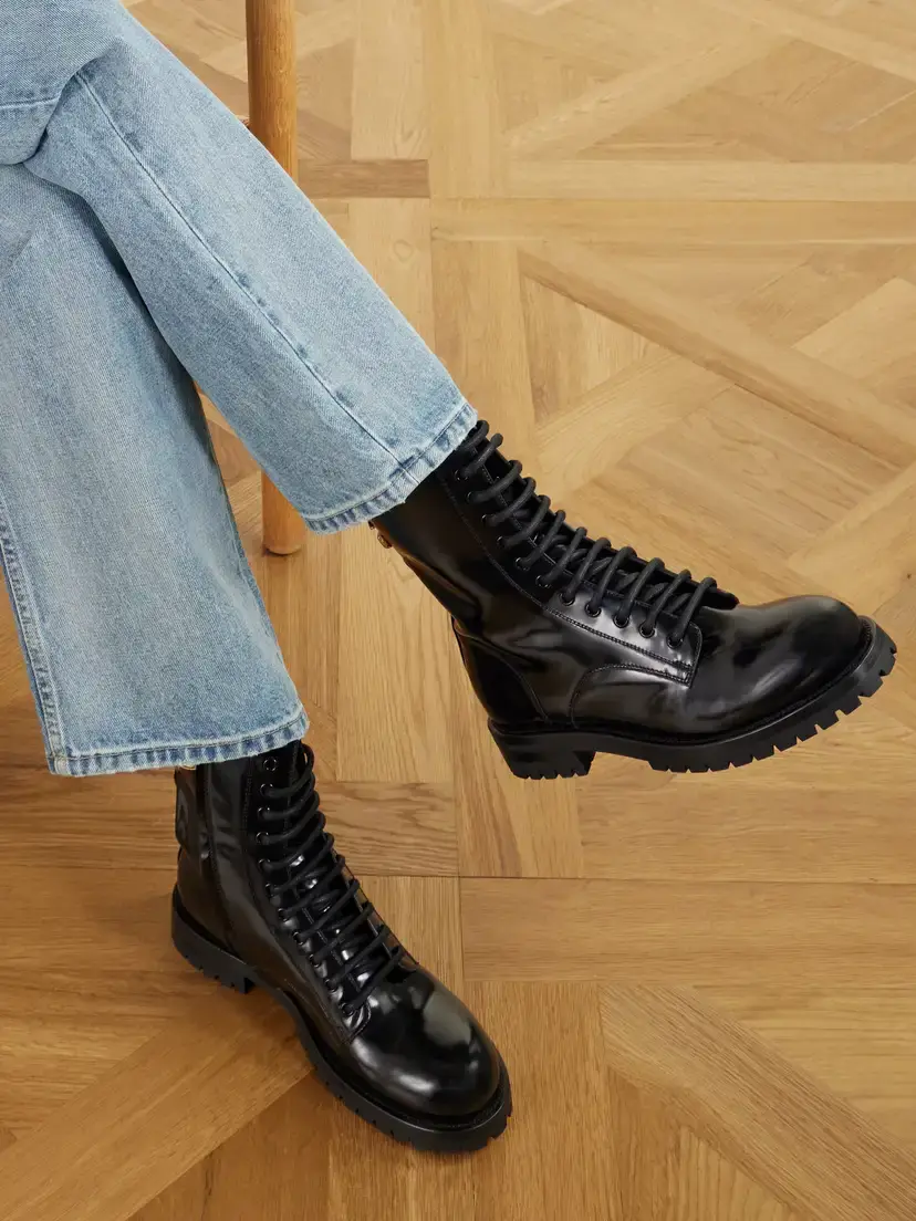 Dolce & Gabbana Logo-embellished Patent-leather Ankle Boots | Thumbnail 2 Dolce & Gabbana Logo-embellished Patent-leather Ankle Boots | Thumbnail 2