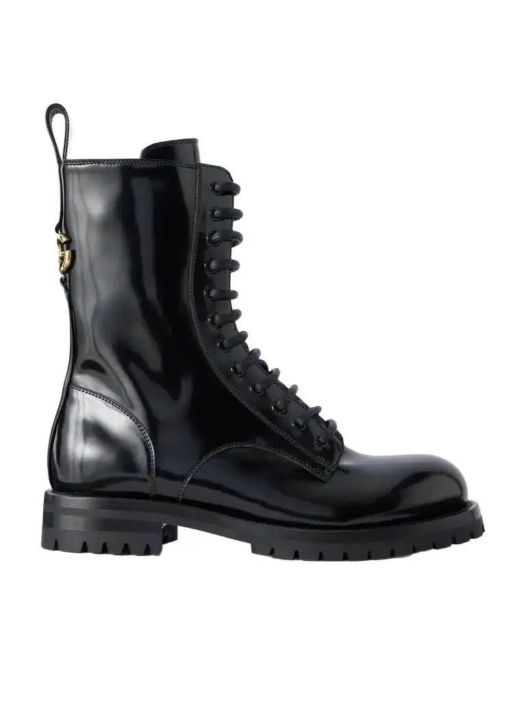 Logo-embellished Patent-leather Ankle Boots