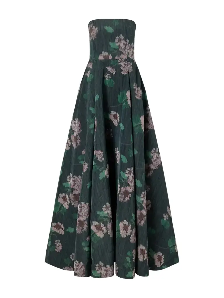 BERNADETTE Isa Strapless Floral-print Taffeta Gown