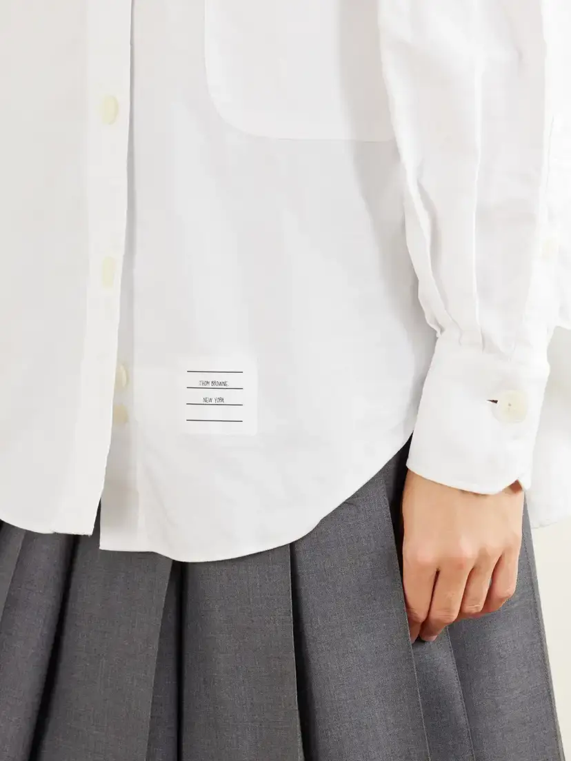 Thom Browne Appliquéd Striped Grosgrain-trimmed Cotton-poplin Shirt | Thumbnail 5