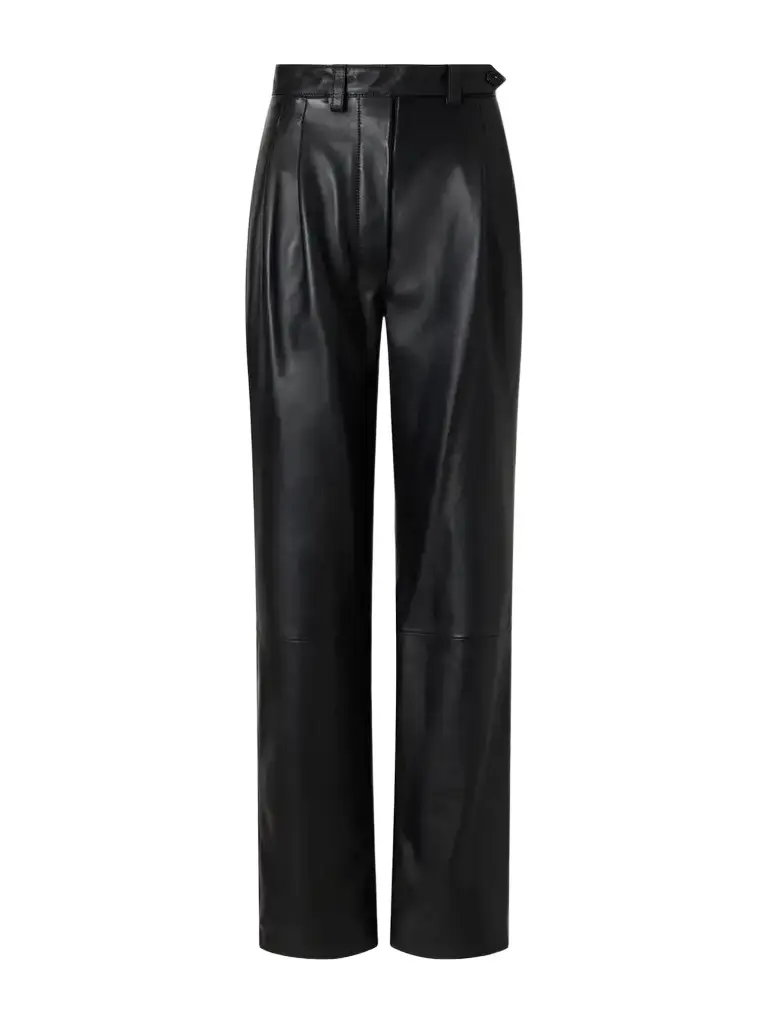 Giuliva Heritage The Cornelia Pleated Paneled Leather Straight-leg Pants