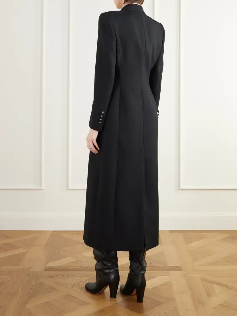 Dolce & Gabbana Double-breasted Satin-trimmed Wool-blend Grain De Poudre Coat | Thumbnail 3