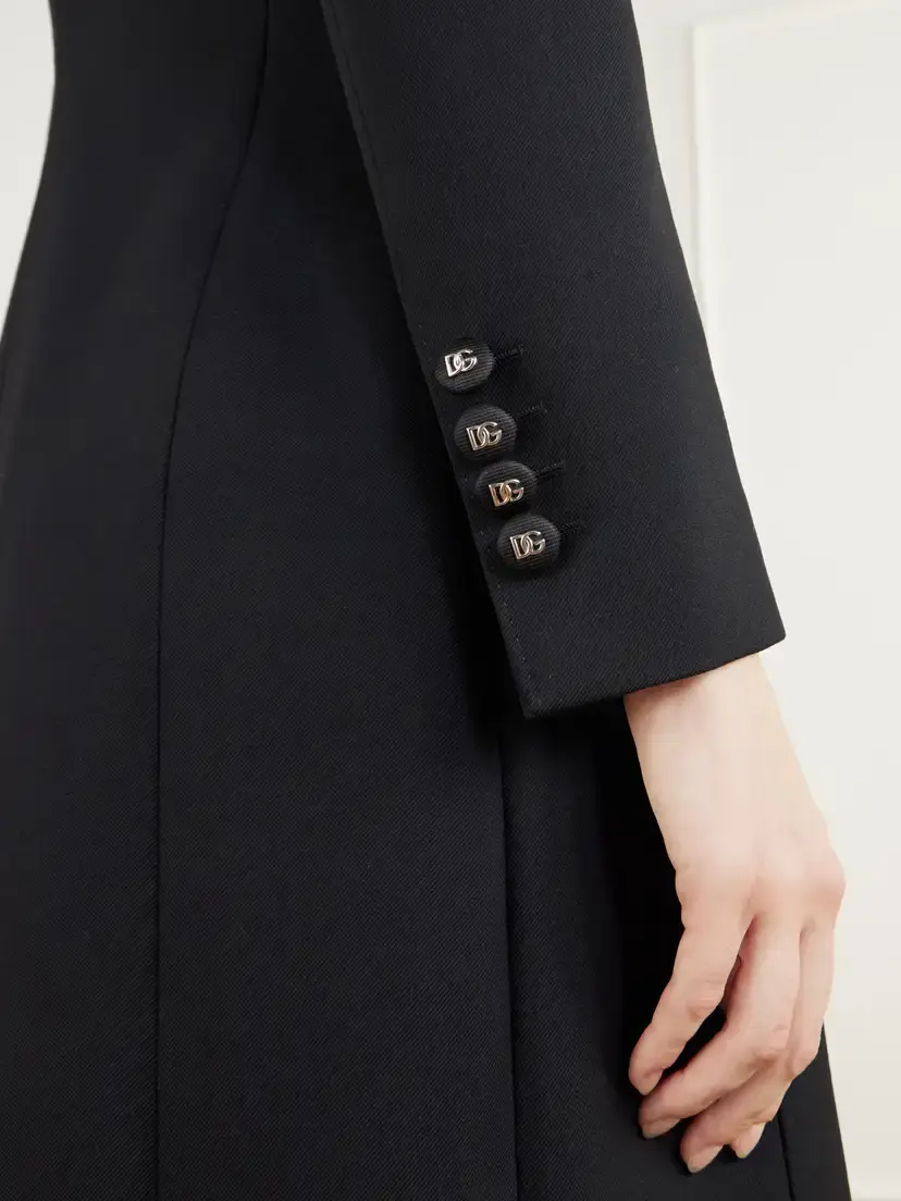 Dolce & Gabbana Double-breasted Satin-trimmed Wool-blend Grain De Poudre Coat | Thumbnail 5