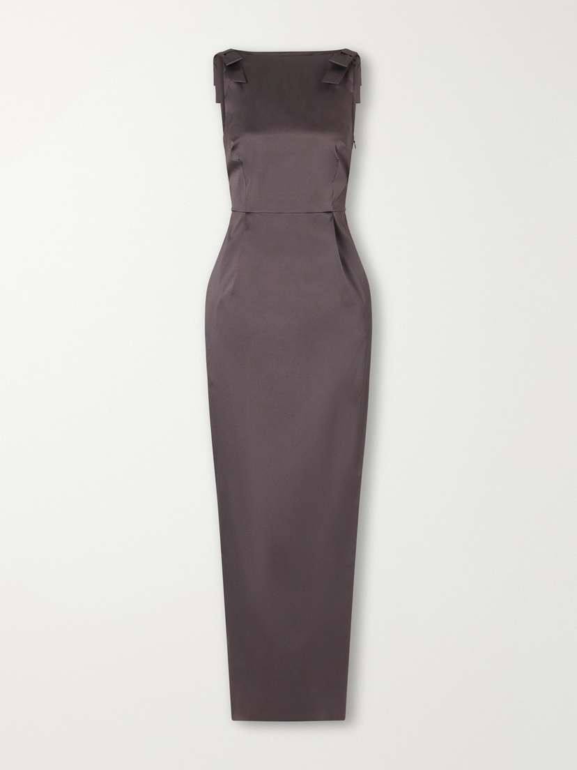 BERNADETTE Lene Bow-detailed Taffeta Maxi Dress