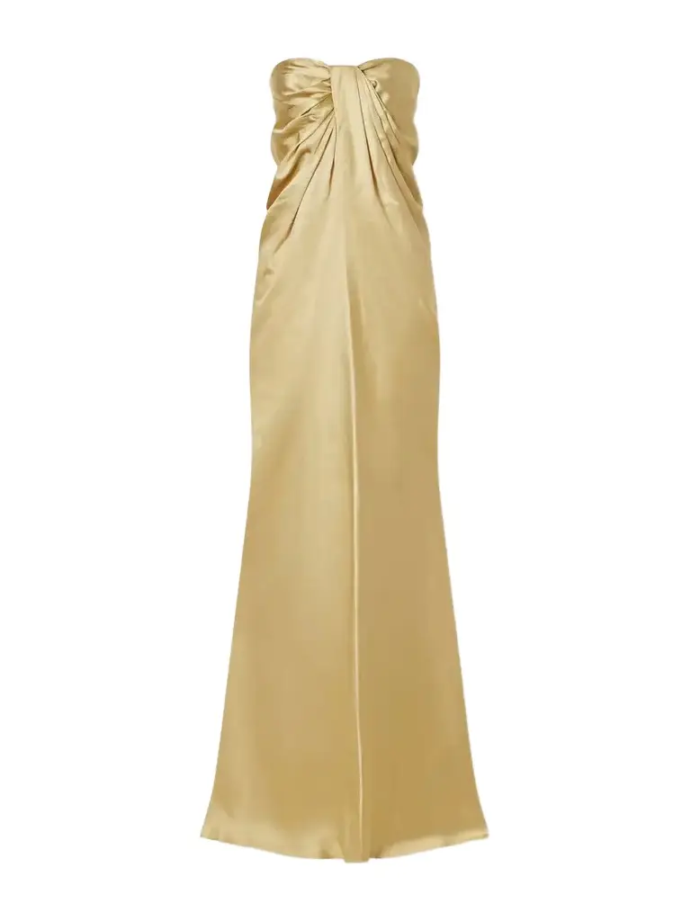 Zenaida Strapless Draped Satin Gown