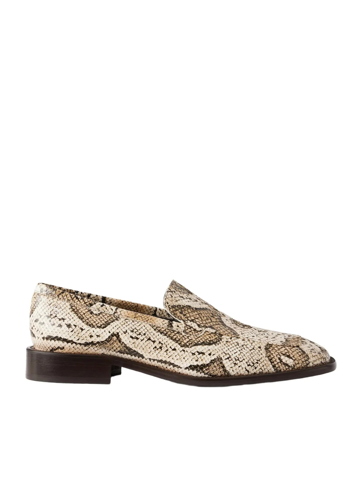 Logo-detailed Snake-effect Leather Loafers