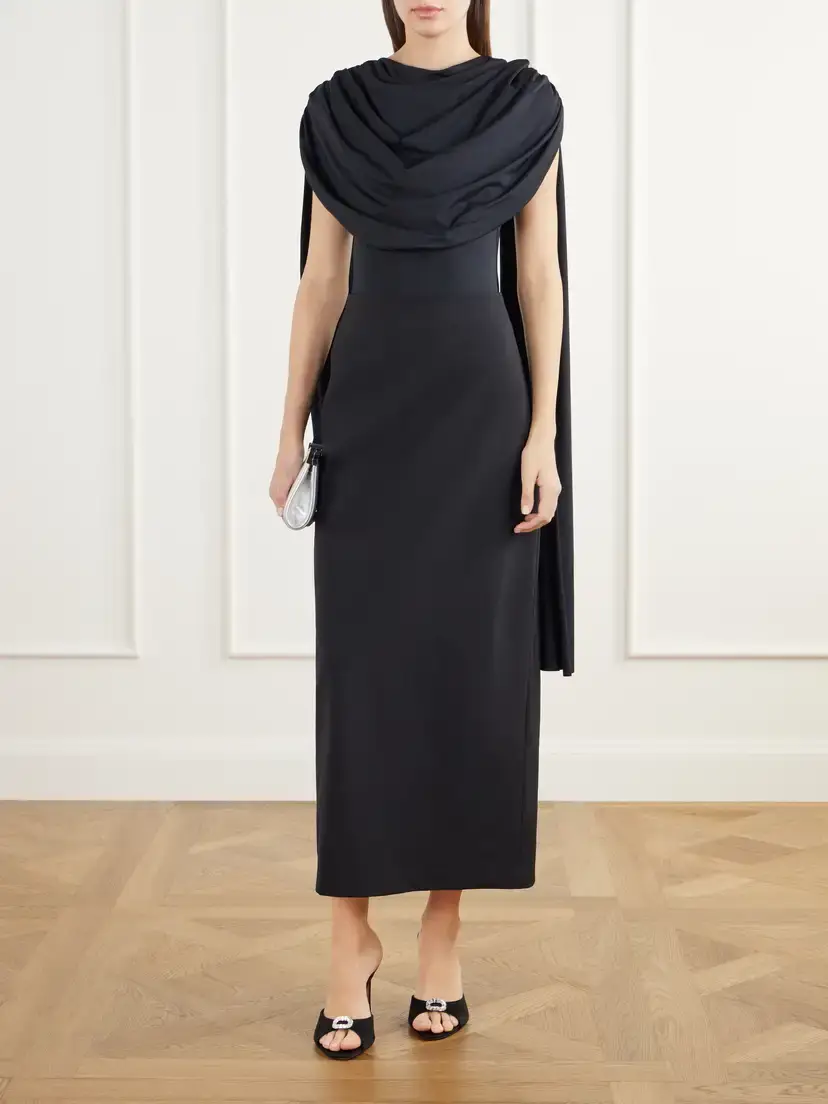 Maygel Coronel Burano Cape-detailed Draped Stretch-jersey Bodysuit | Thumbnail 2 Maygel Coronel Burano Cape-detailed Draped Stretch-jersey Bodysuit | Thumbnail 2