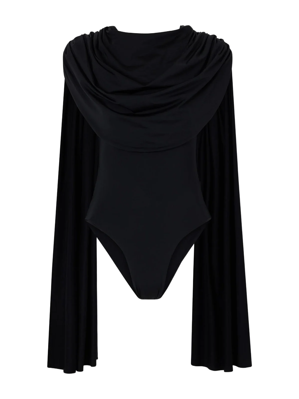 Maygel Coronel Burano Cape-detailed Draped Stretch-jersey Bodysuit