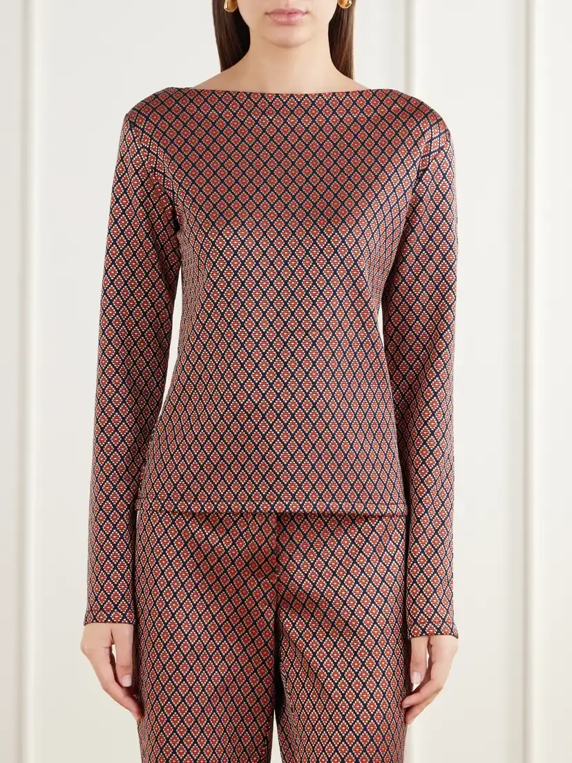 Giuliva Heritage The April Boatneck Diamond-jacquard Stretch-jersey Top | Thumbnail 3 Giuliva Heritage The April Boatneck Diamond-jacquard Stretch-jersey Top | Thumbnail 3