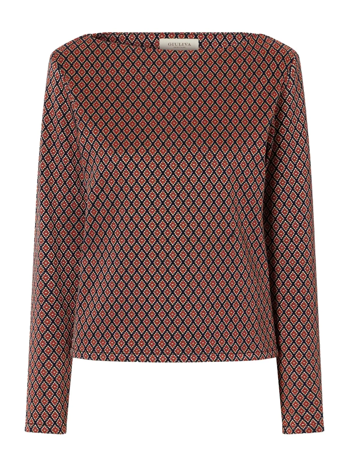 Giuliva Heritage The April Boatneck Diamond-jacquard Stretch-jersey Top