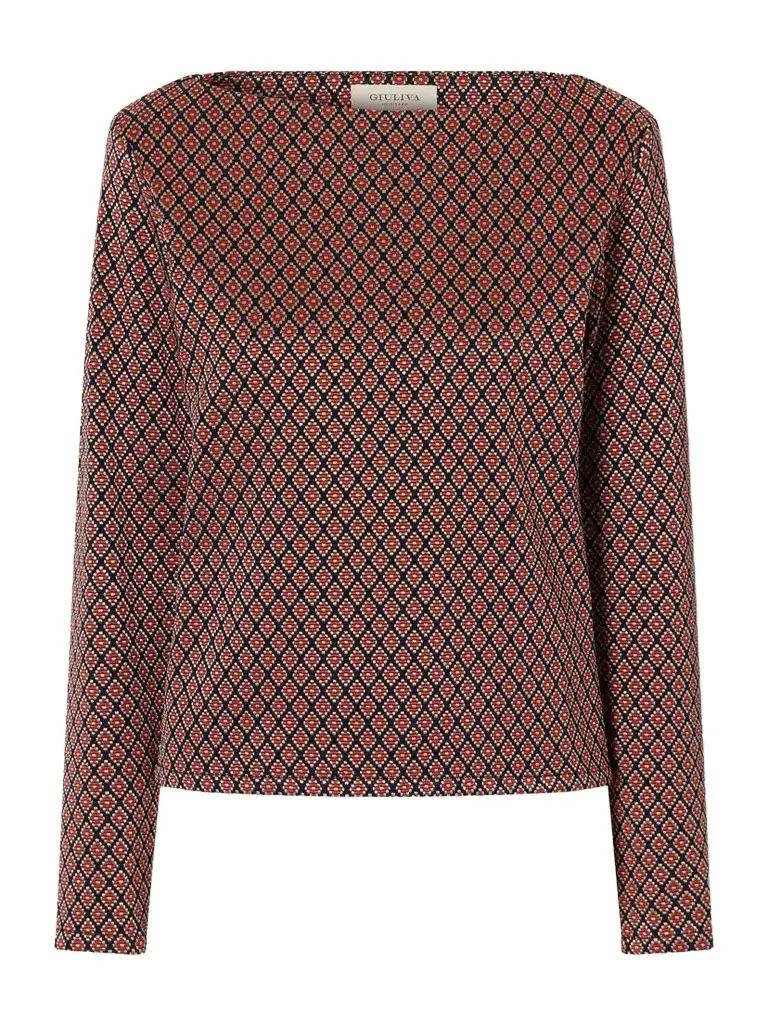 Giuliva Heritage The April Boatneck Diamond-jacquard Stretch-jersey Top