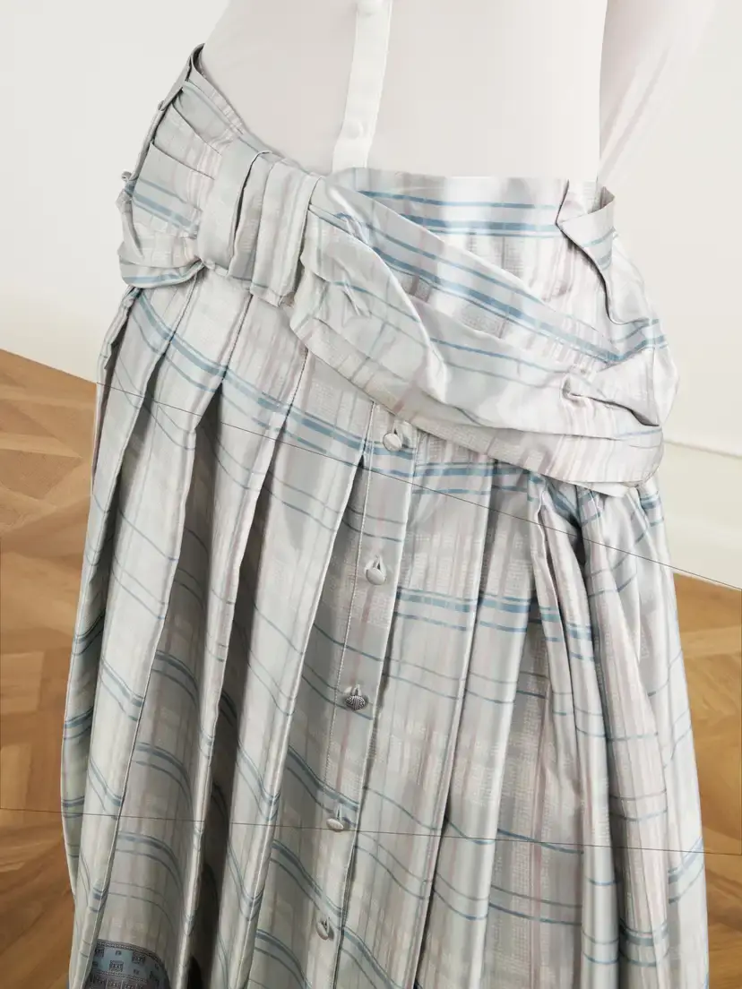 Acne Studios Scarf-effect Pleated Checked Silk-satin Midi Skirt | Thumbnail 5 Acne Studios Scarf-effect Pleated Checked Silk-satin Midi Skirt | Thumbnail 5
