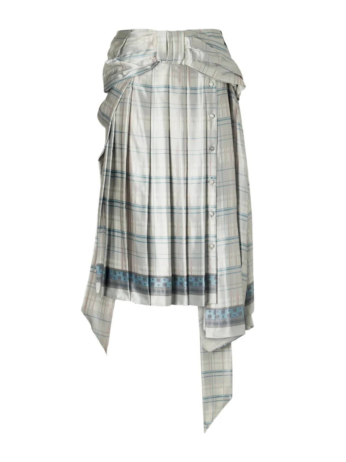 Scarf-effect Pleated Checked Silk-satin Midi Skirt Scarf-effect Pleated Checked Silk-satin Midi Skirt