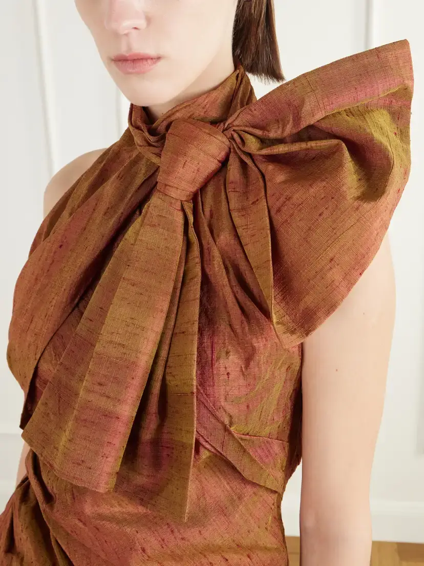 Christopher John Rogers Draped Silk-dupioni Halterneck Top | Thumbnail 4