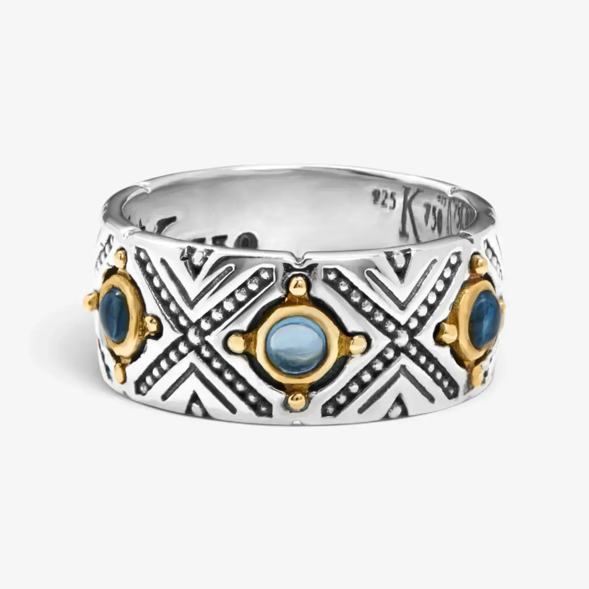 Konstantino Konstantino Dome Sterling Silver & 18K Yellow Gold Blue Spinel Band Ring Sz. 7 by The Solist | Thumbnail 3 Konstantino Konstantino Dome Sterling Silver & 18K Yellow Gold Blue Spinel Band Ring Sz. 7 by The Solist | Thumbnail 3