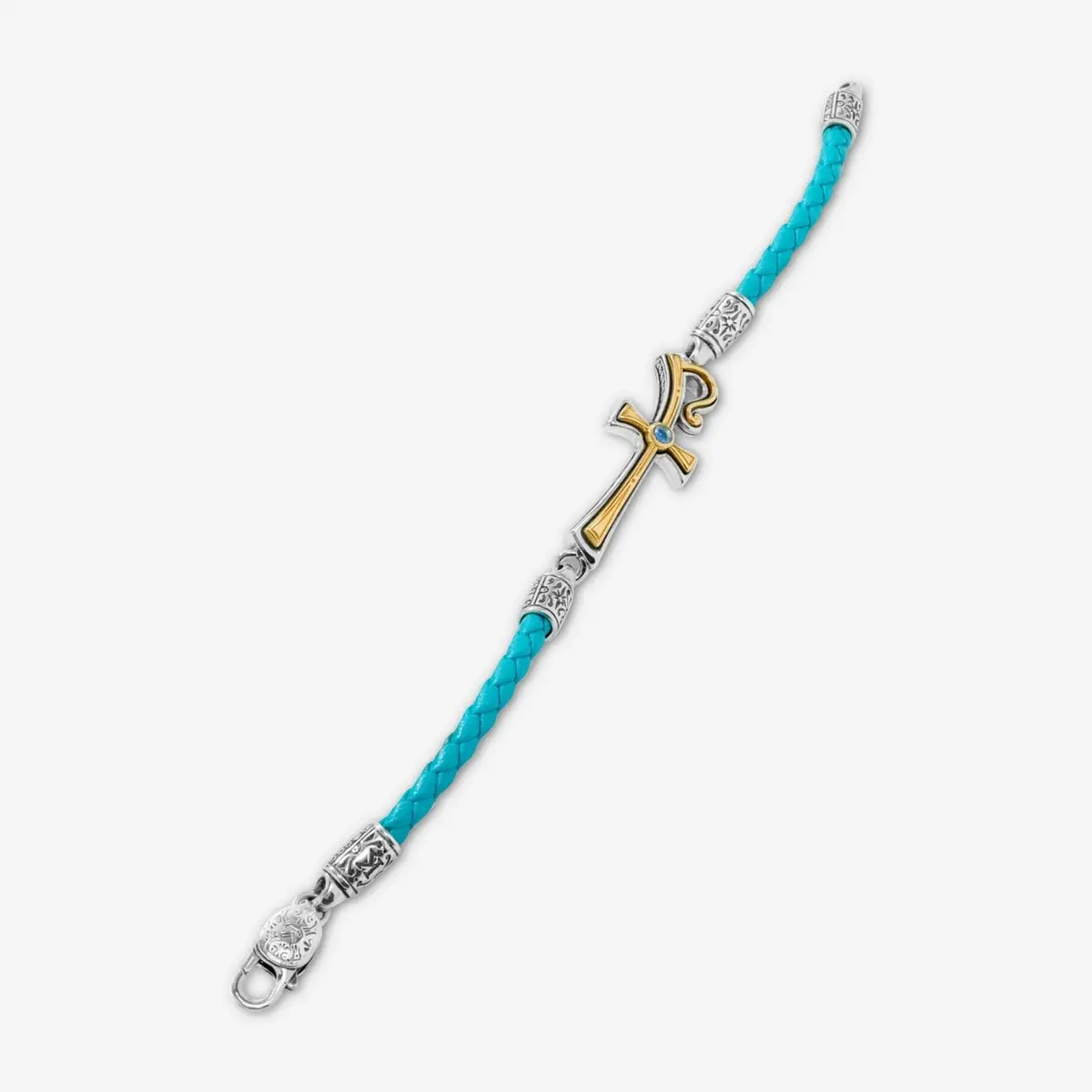 Konstantino Konstantino Dome Sterling Silver & 18K Yellow Gold Blue Spinel Leather Bracelet by The Solist | Thumbnail 2 Konstantino Konstantino Dome Sterling Silver & 18K Yellow Gold Blue Spinel Leather Bracelet by The Solist | Thumbnail 2