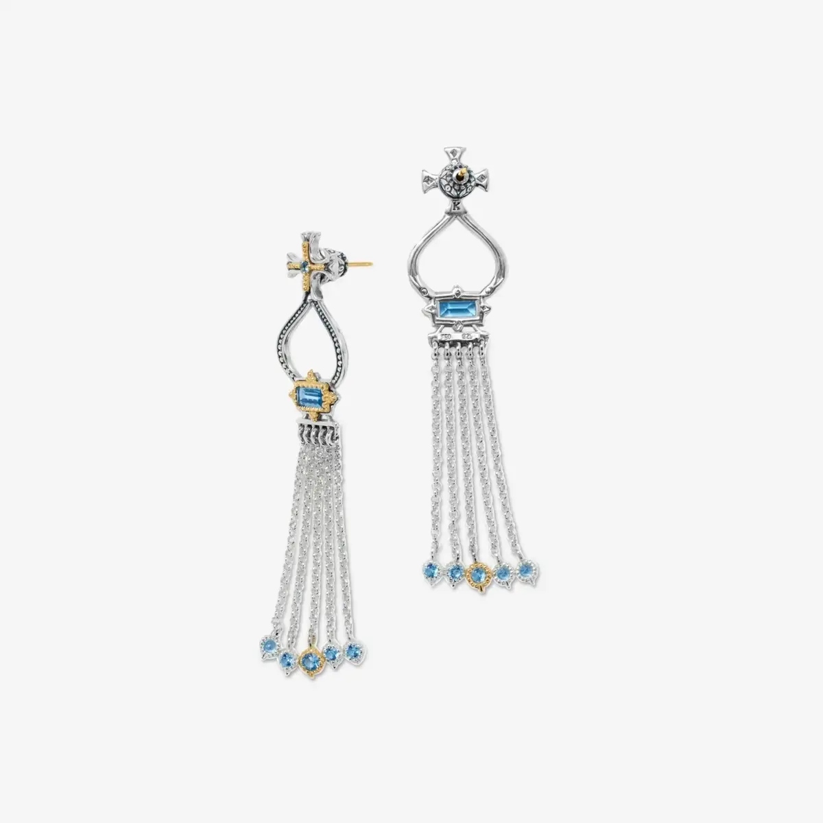 Konstantino Konstantino Dome Sterling Silver & 18K Yellow Gold Blue Spinel Tassel Earrings by The Solist | Thumbnail 3 Konstantino Konstantino Dome Sterling Silver & 18K Yellow Gold Blue Spinel Tassel Earrings by The Solist | Thumbnail 3