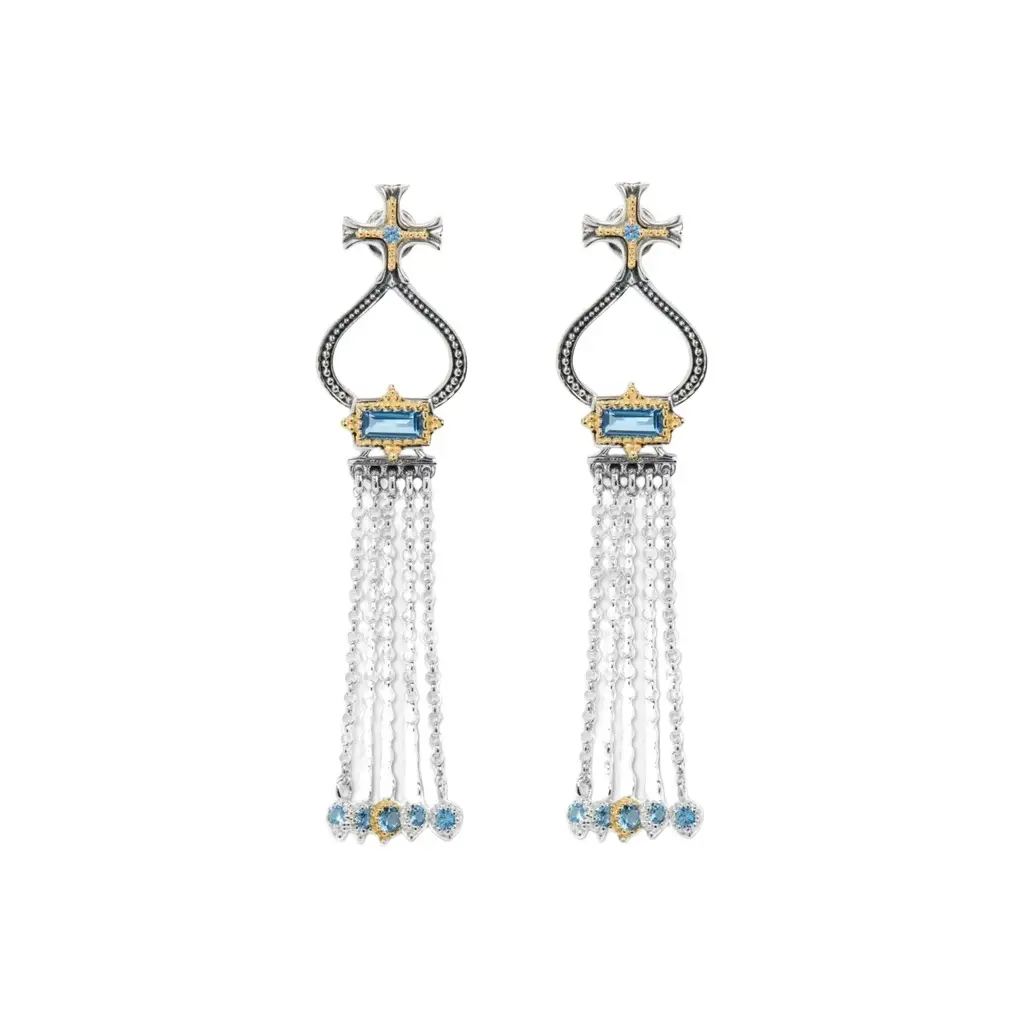 Konstantino Konstantino Dome Sterling Silver & 18K Yellow Gold Blue Spinel Tassel Earrings by The Solist