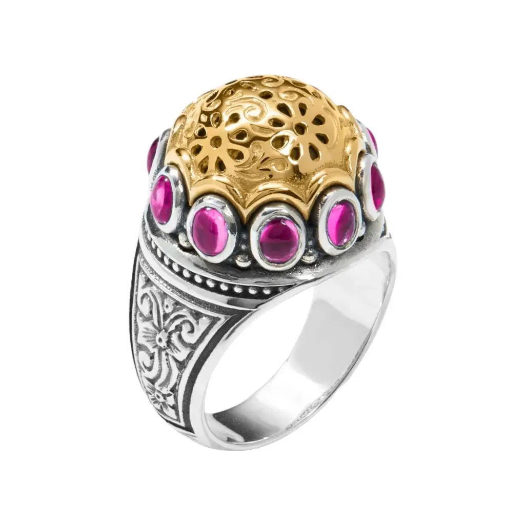 Konstantino Dome Sterling Silver & 18K Yellow Gold Corundum Ring Sz. 7 by The Solist