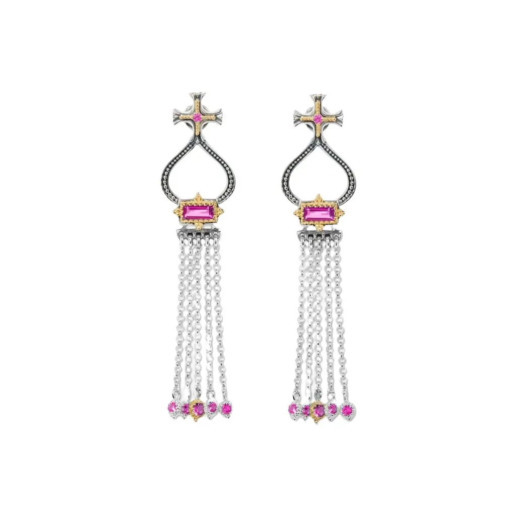 Konstantino Dome Sterling Silver & 18K Yellow Gold Corundum Tassel Earrings by The Solist Konstantino Dome Sterling Silver & 18K Yellow Gold Corundum Tassel Earrings by The Solist