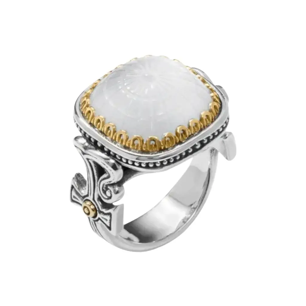 Konstantino Dome Sterling Silver & 18k Yellow Gold Mother of Doublet Ring Sz. 7 by The Solist