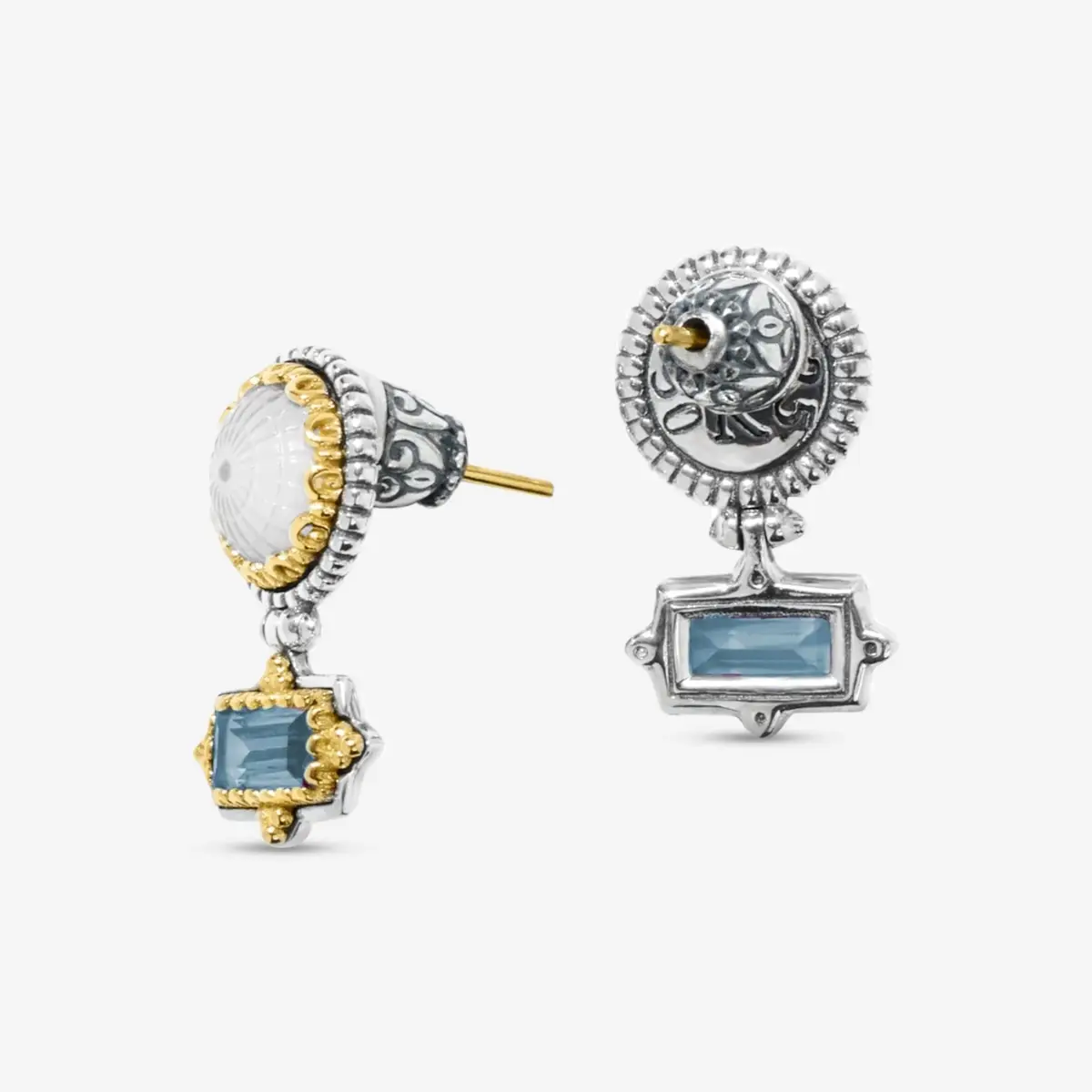 Konstantino Konstantino Dome Sterling Silver & 18K Yellow Gold Mother of Pearl & Blue Spinel Earrings by The Solist | Thumbnail 2 Konstantino Konstantino Dome Sterling Silver & 18K Yellow Gold Mother of Pearl & Blue Spinel Earrings by The Solist | Thumbnail 2