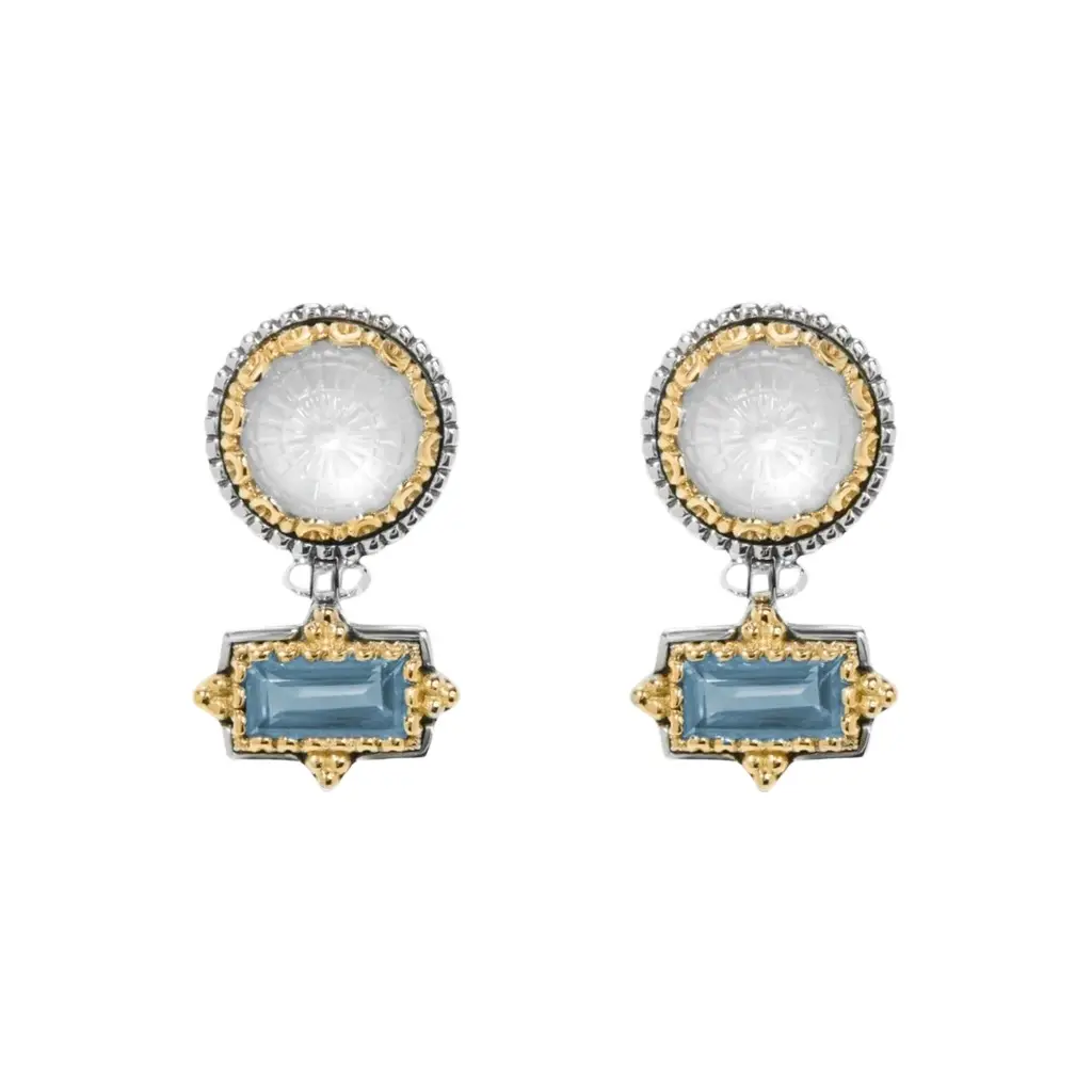 Konstantino Konstantino Dome Sterling Silver & 18K Yellow Gold Mother of Pearl & Blue Spinel Earrings by The Solist