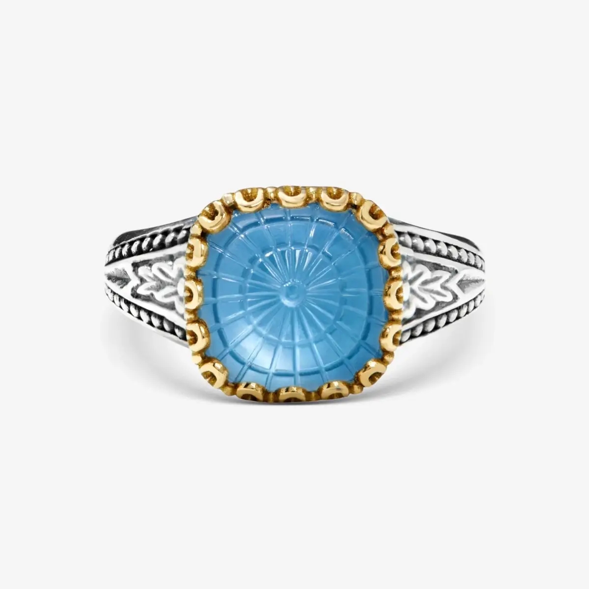 Konstantino Konstantino Dome Sterling Silver & 18k Yellow Gold Mother of Pearl & Blue Spinel Ring Sz. 7 by The Solist | Thumbnail 2