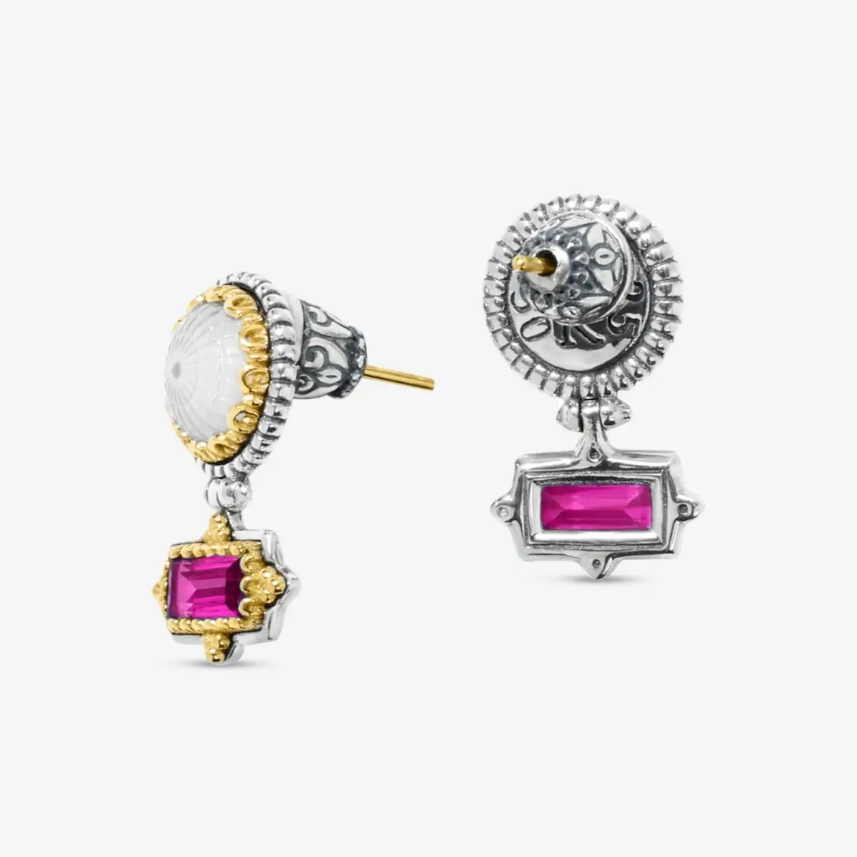 Konstantino Konstantino Dome Sterling Silver & 18K Yellow Gold Mother of Pearl & Corundum Drop Earrings by The Solist | Thumbnail 2 Konstantino Konstantino Dome Sterling Silver & 18K Yellow Gold Mother of Pearl & Corundum Drop Earrings by The Solist | Thumbnail 2