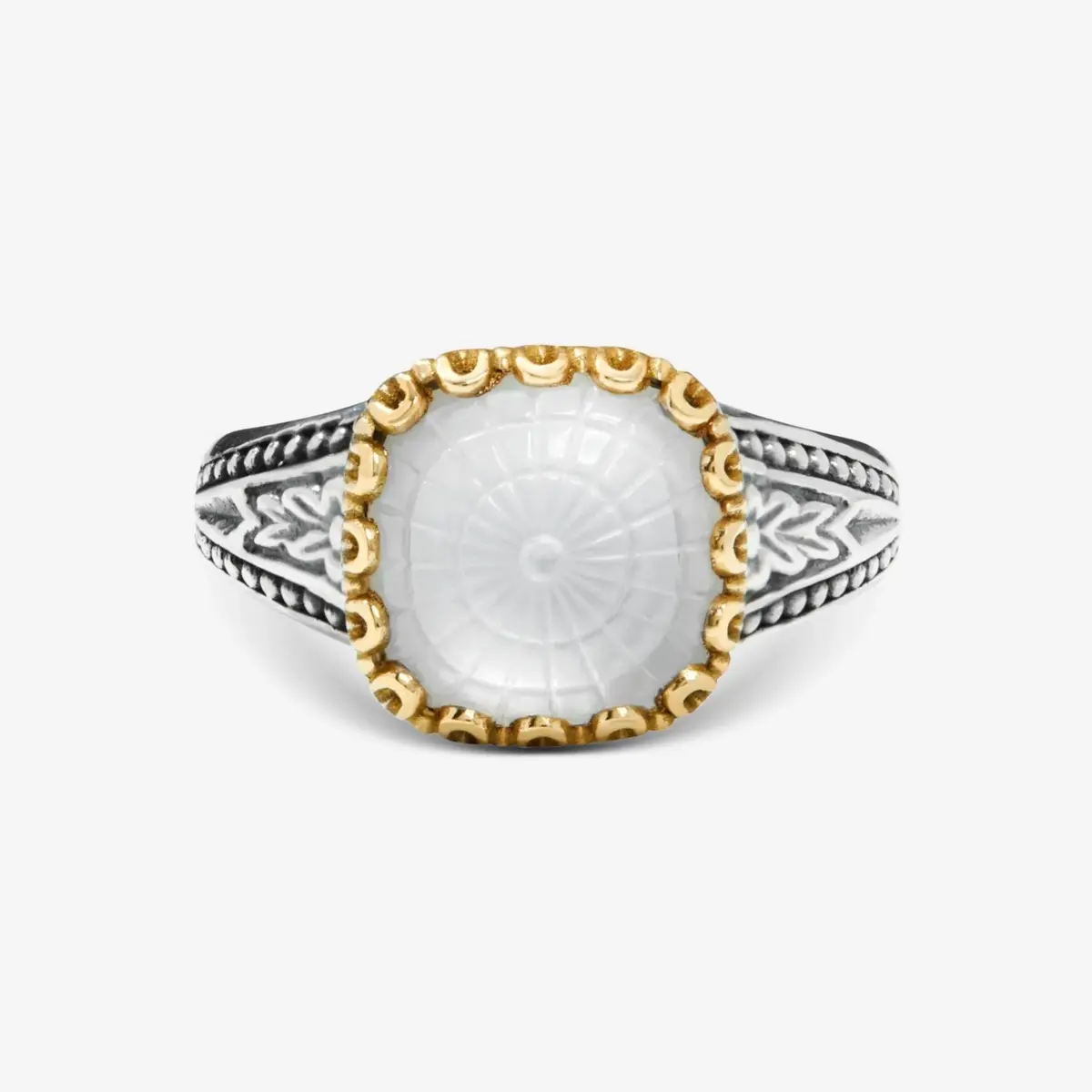 Konstantino Konstantino Dome Sterling Silver & 18k Yellow Gold Mother of Pearl Doublet Ring Sz. 7 by The Solist | Thumbnail 2