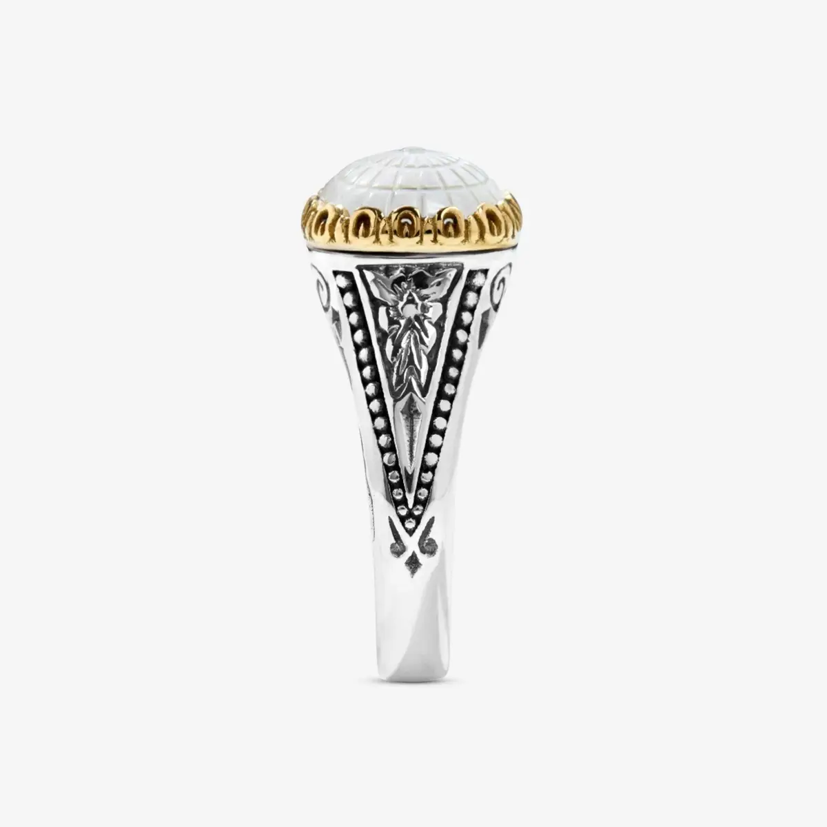 Konstantino Konstantino Dome Sterling Silver & 18k Yellow Gold Mother of Pearl Doublet Ring Sz. 7 by The Solist | Thumbnail 3