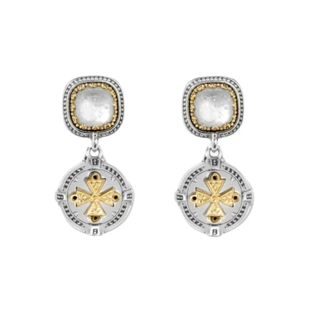 Konstantino Dome Sterling Silver & 18K Yellow Gold Mother of Pearl Drop Earrings by The Solist Konstantino Dome Sterling Silver & 18K Yellow Gold Mother of Pearl Drop Earrings by The Solist