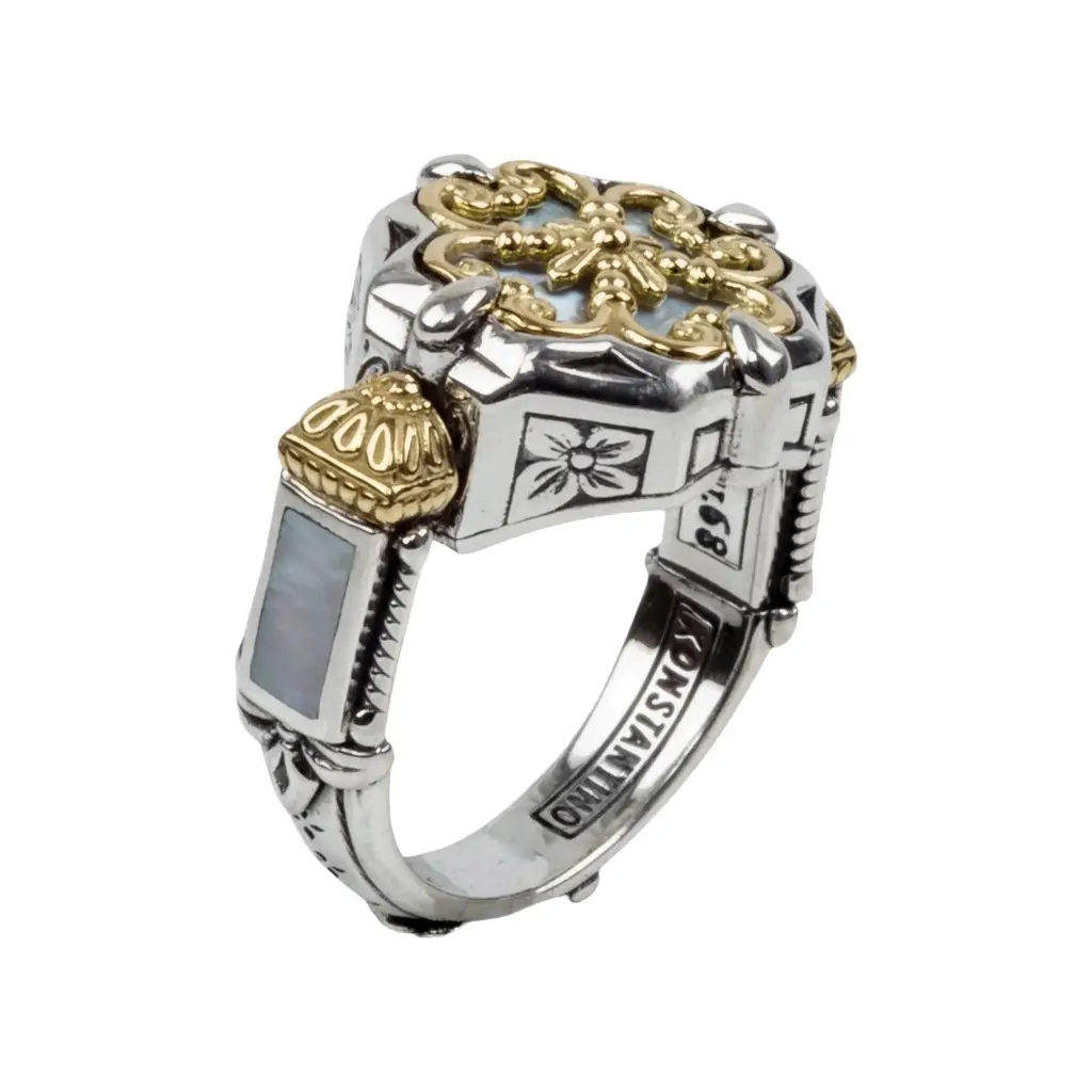 Konstantino Konstantino Hestia Sterling Silver 18k Yellow Gold & MOP Ring Sz. 7 by The Solist