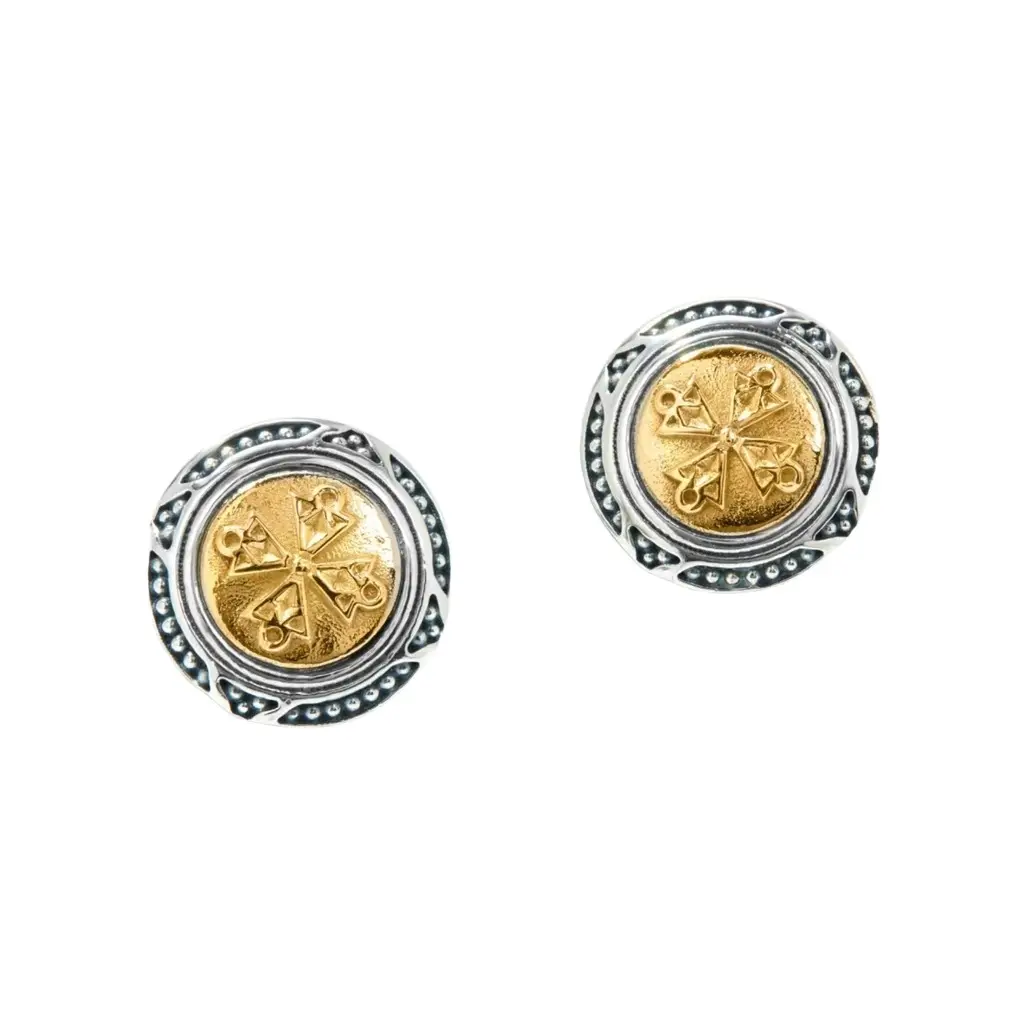 Konstantino Sterling Silver & 18K Yellow Gold Cross Stud Earrings by The Solist Konstantino Sterling Silver & 18K Yellow Gold Cross Stud Earrings by The Solist