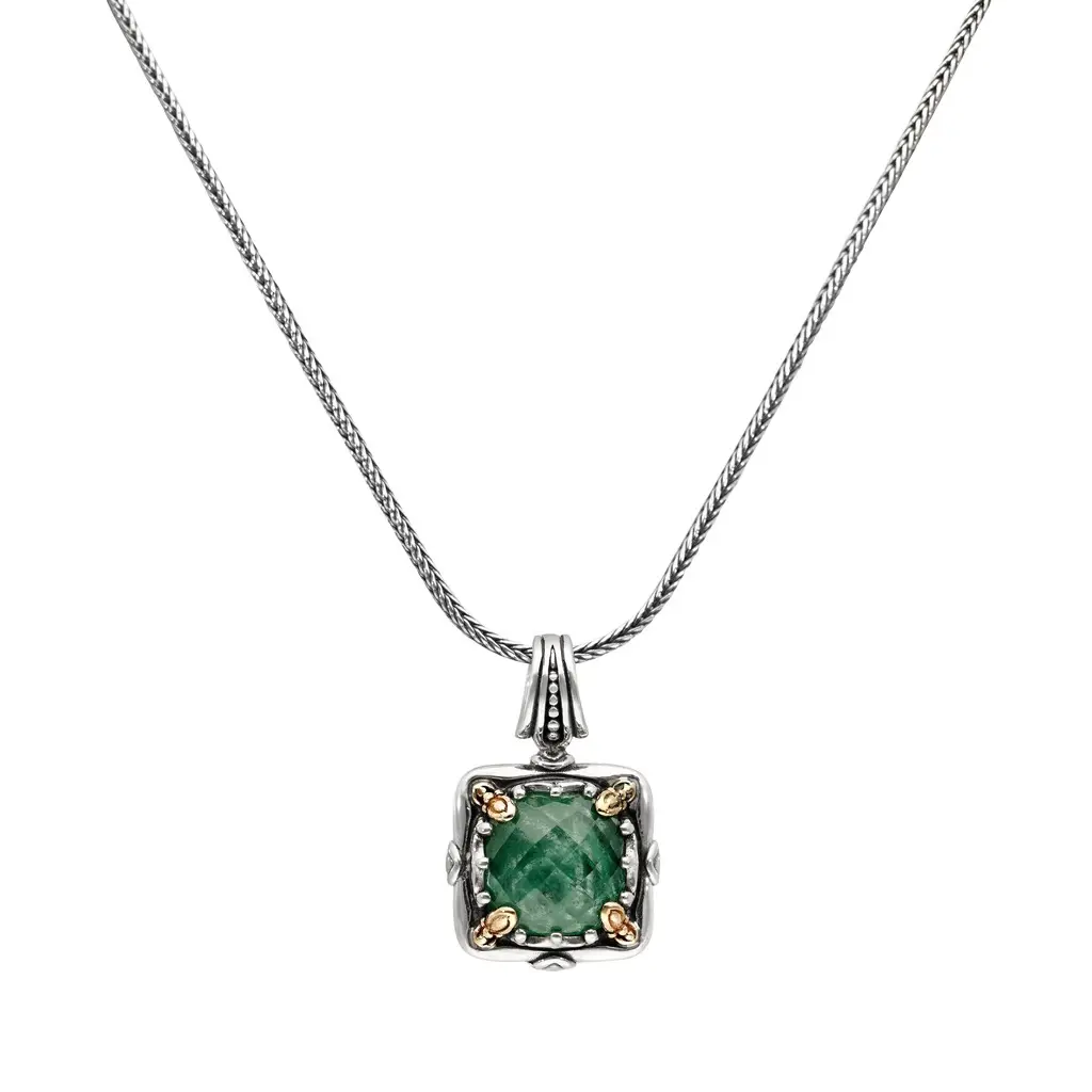 Konstantino Sterling Silver and 18K Yellow Gold, Green Aventurine Doublet Nightfall Pendant Necklace by The Solist Konstantino Sterling Silver and 18K Yellow Gold, Green Aventurine Doublet Nightfall Pendant Necklace by The Solist