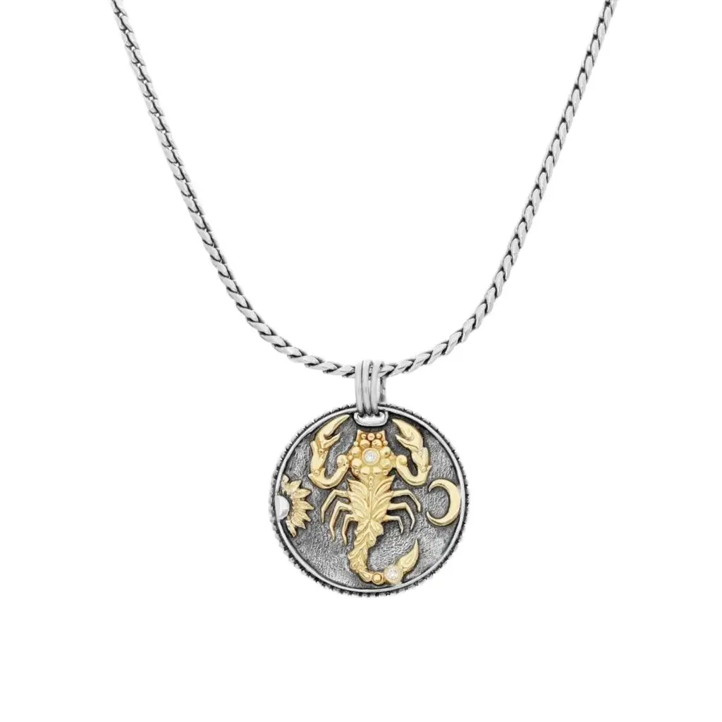 Konstantino Konstantino Zodiac Scorpio Sterling Silver & 18K Yellow Gold Diamond Carved Pendant by The Solist