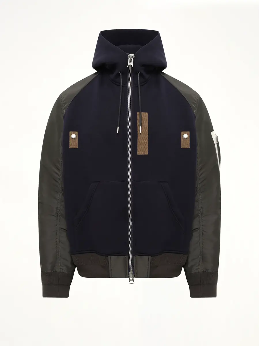 Sacai Sponge Sweat Hoodie in Navy/dark Khaki | Thumbnail 2 Sacai Sponge Sweat Hoodie in Navy/dark Khaki | Thumbnail 2
