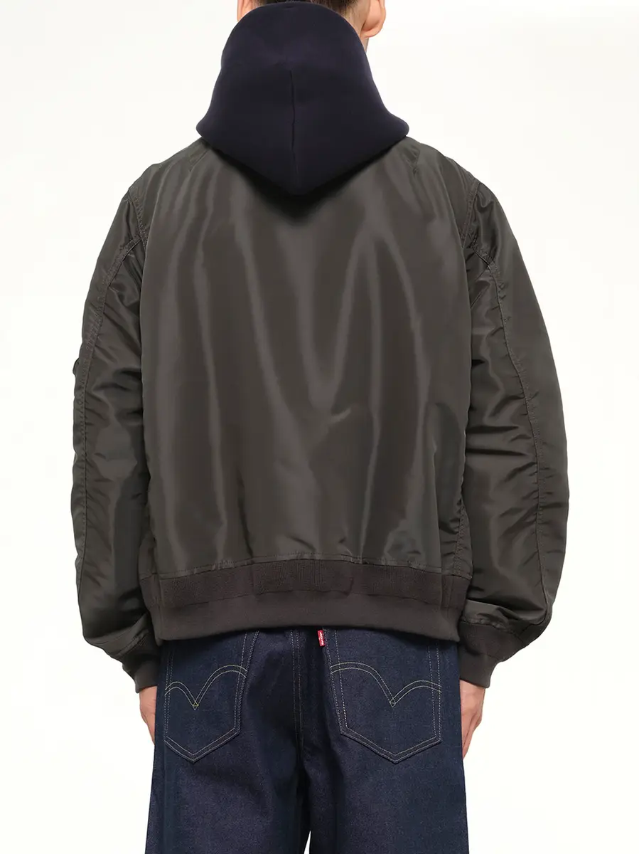 Sacai Sponge Sweat Hoodie in Navy/dark Khaki | Thumbnail 5 Sacai Sponge Sweat Hoodie in Navy/dark Khaki | Thumbnail 5