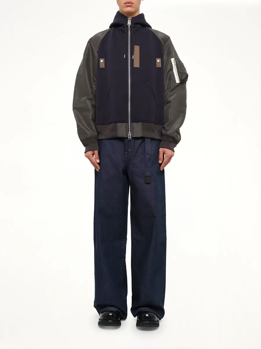 Sacai Sponge Sweat Hoodie in Navy/dark Khaki | Thumbnail 7 Sacai Sponge Sweat Hoodie in Navy/dark Khaki | Thumbnail 7