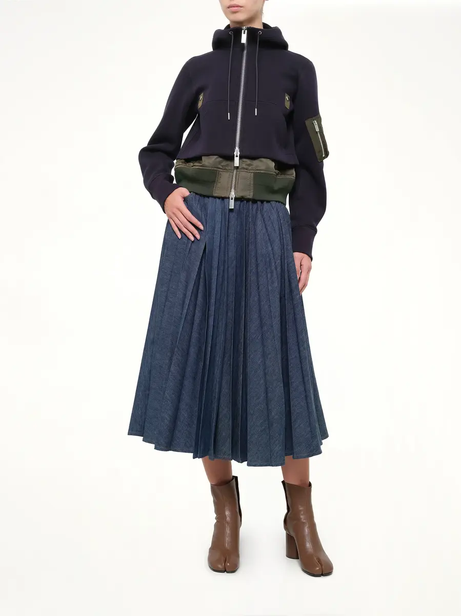 Sacai Sponge Sweat Hoodie in Navy/dark Khaki | Thumbnail 4 Sacai Sponge Sweat Hoodie in Navy/dark Khaki | Thumbnail 4