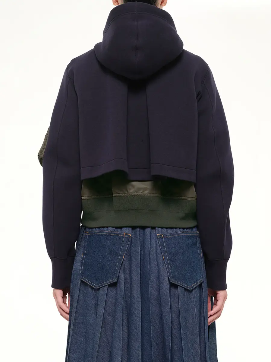 Sacai Sponge Sweat Hoodie in Navy/dark Khaki | Thumbnail 5 Sacai Sponge Sweat Hoodie in Navy/dark Khaki | Thumbnail 5