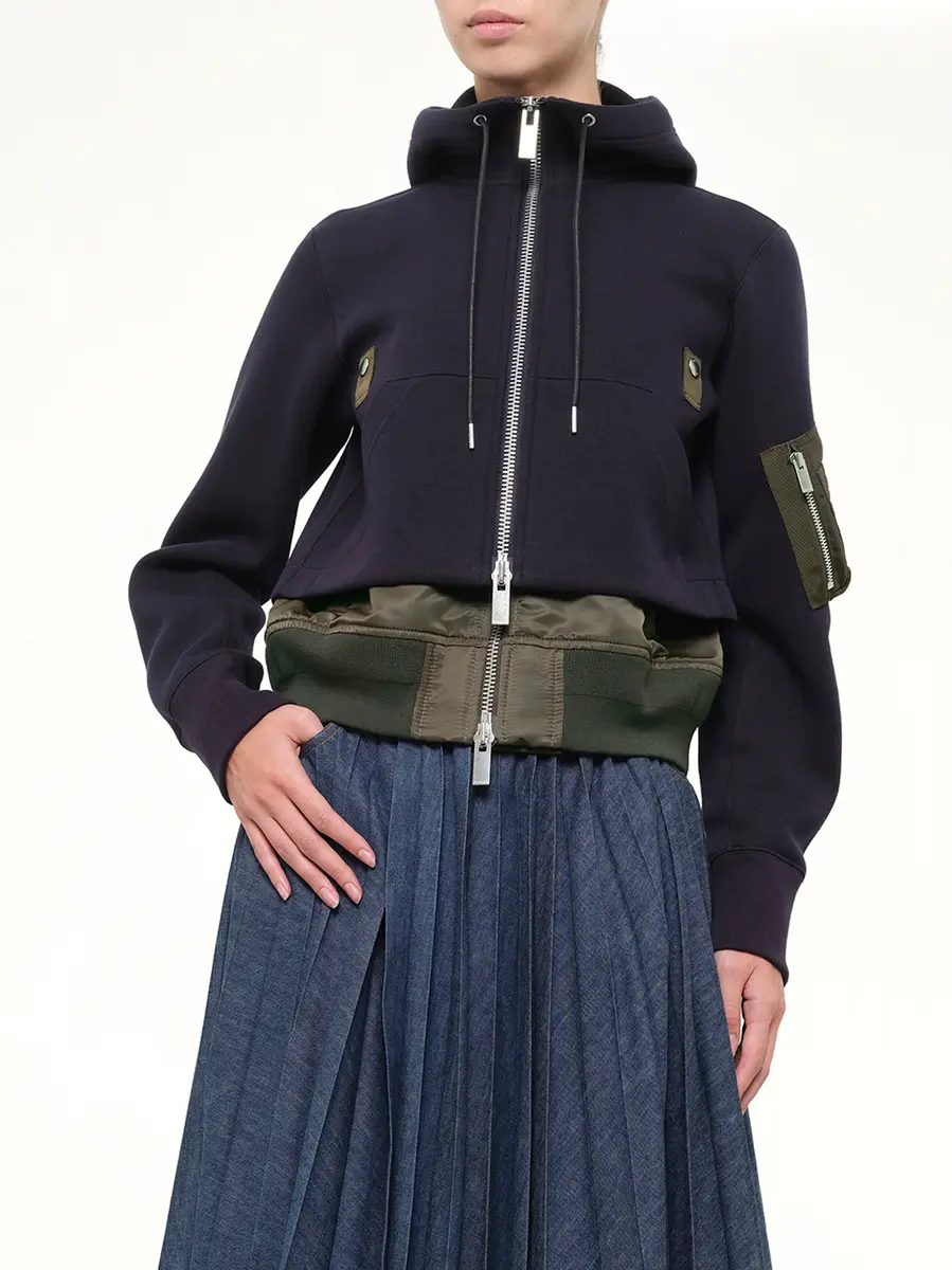 Sacai Sponge Sweat Hoodie in Navy/dark Khaki | Thumbnail 6 Sacai Sponge Sweat Hoodie in Navy/dark Khaki | Thumbnail 6