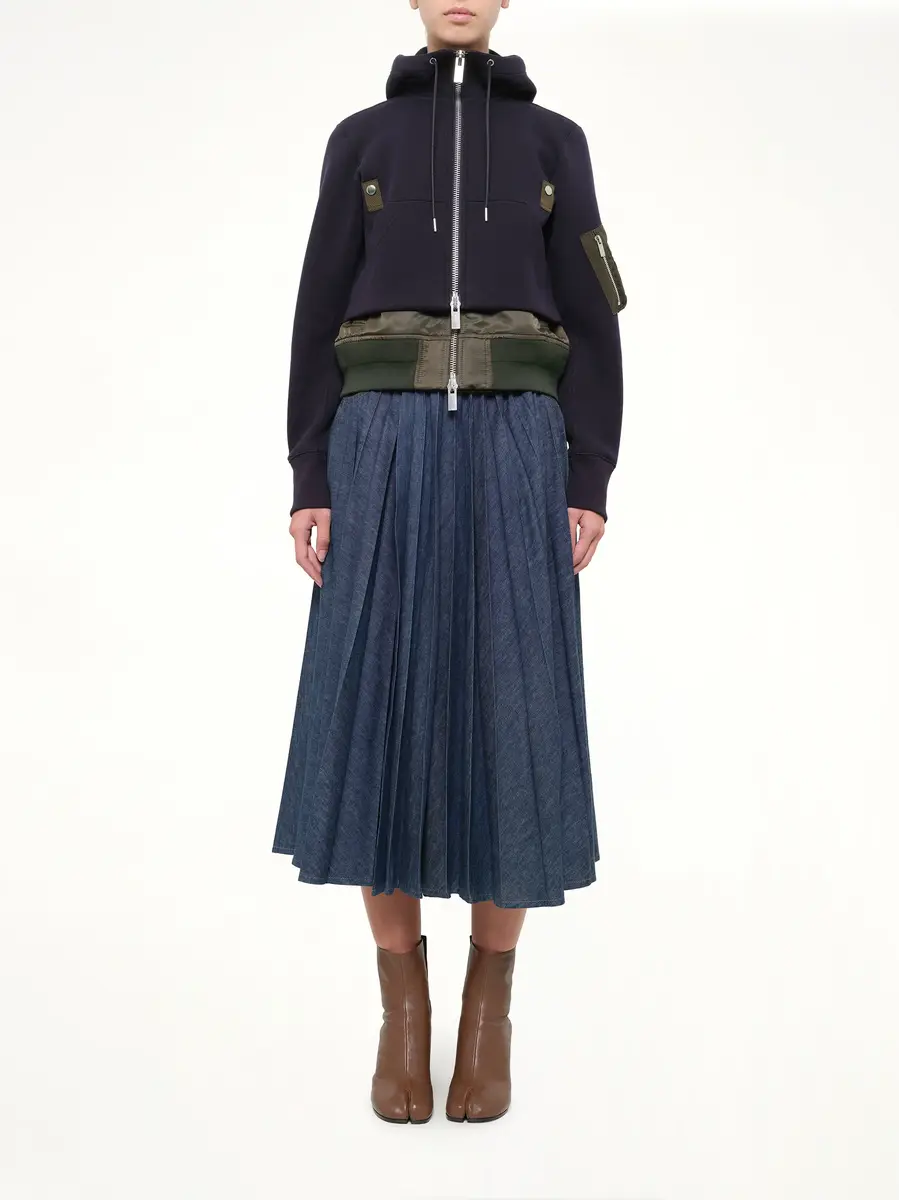 Sacai Sponge Sweat Hoodie in Navy/dark Khaki | Thumbnail 7 Sacai Sponge Sweat Hoodie in Navy/dark Khaki | Thumbnail 7