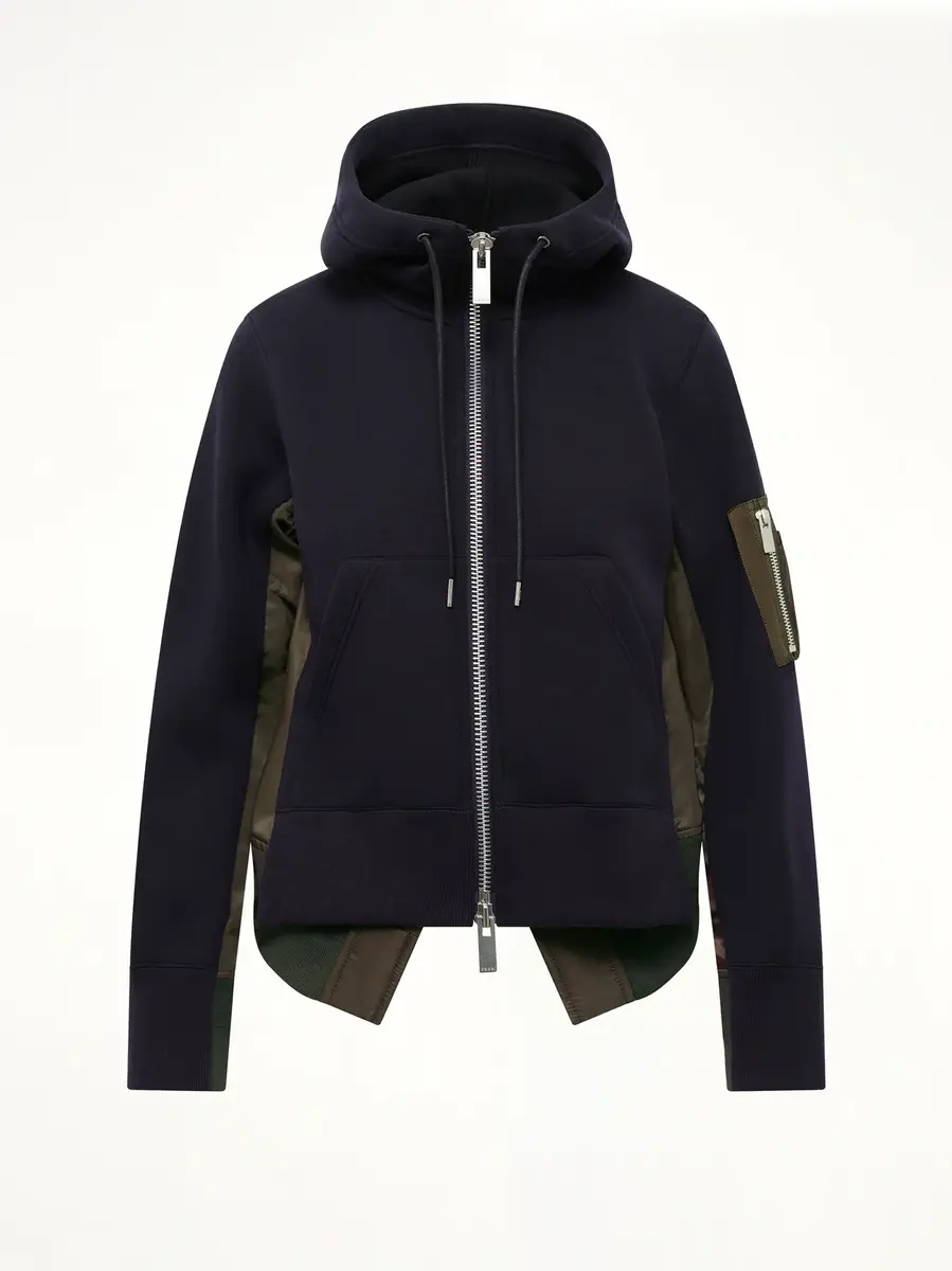 Sacai Runway Sponge Sweat Hoodie in Navy/dark Khaki | Thumbnail 2 Sacai Runway Sponge Sweat Hoodie in Navy/dark Khaki | Thumbnail 2